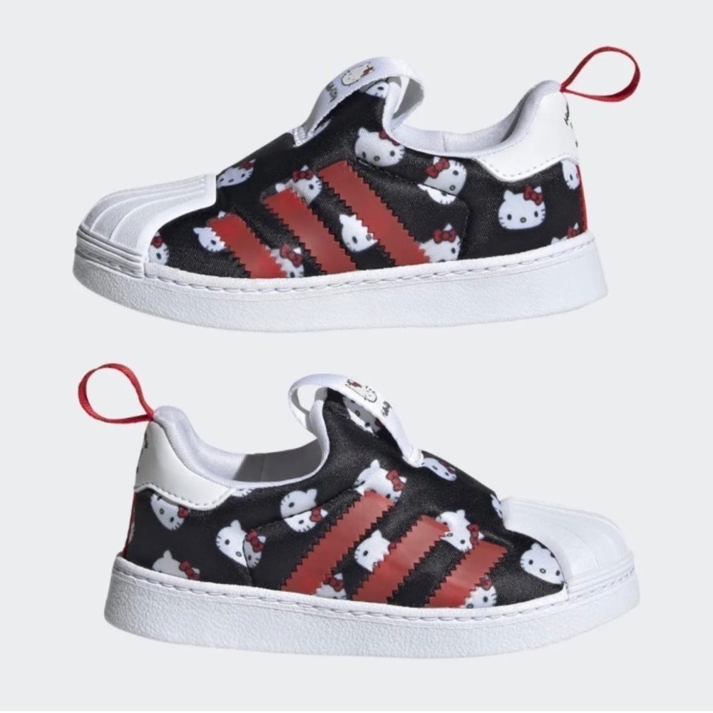 Adidas Kids Hello Kitty Superstar 360 Black White Red Sneakers GY9214 Size 5K